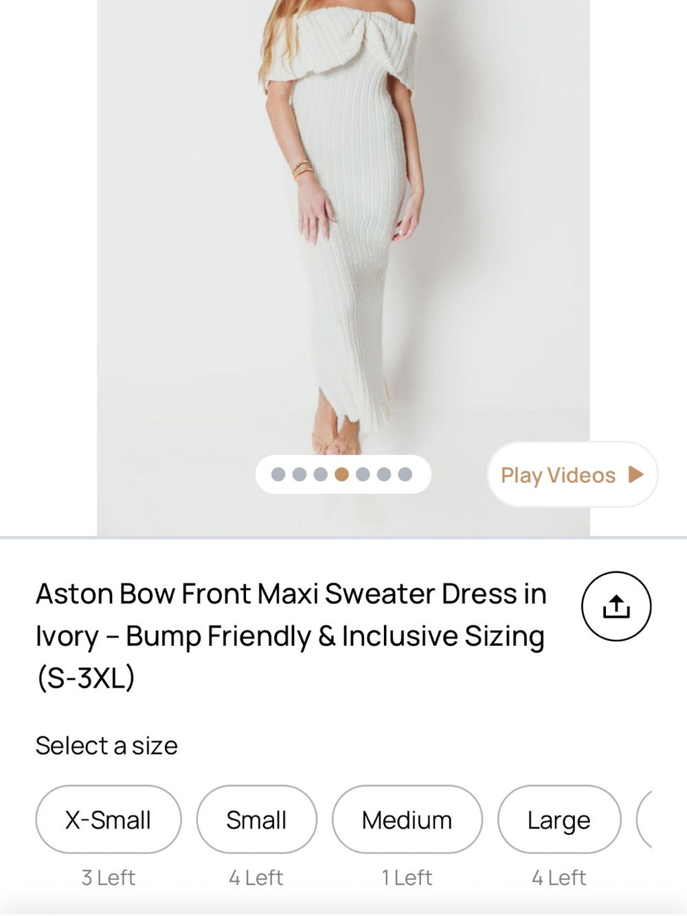 Aston Bow Front Maxi Sweater Dress in Ivory